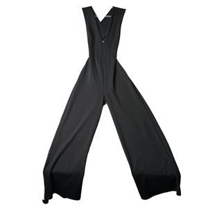 Lulus Jumpsuit Womens Small Black Sleeveless V Neck Wide Leg Cutout Back